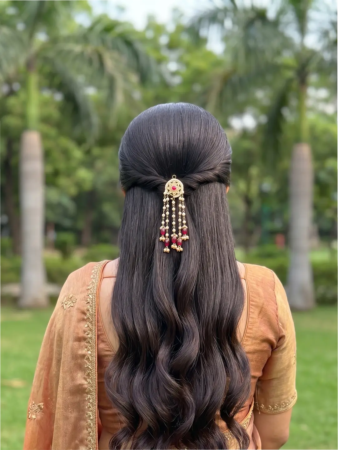 Kundan Pearl Drop Hair Clip