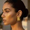 Gold Flower Plate Earring