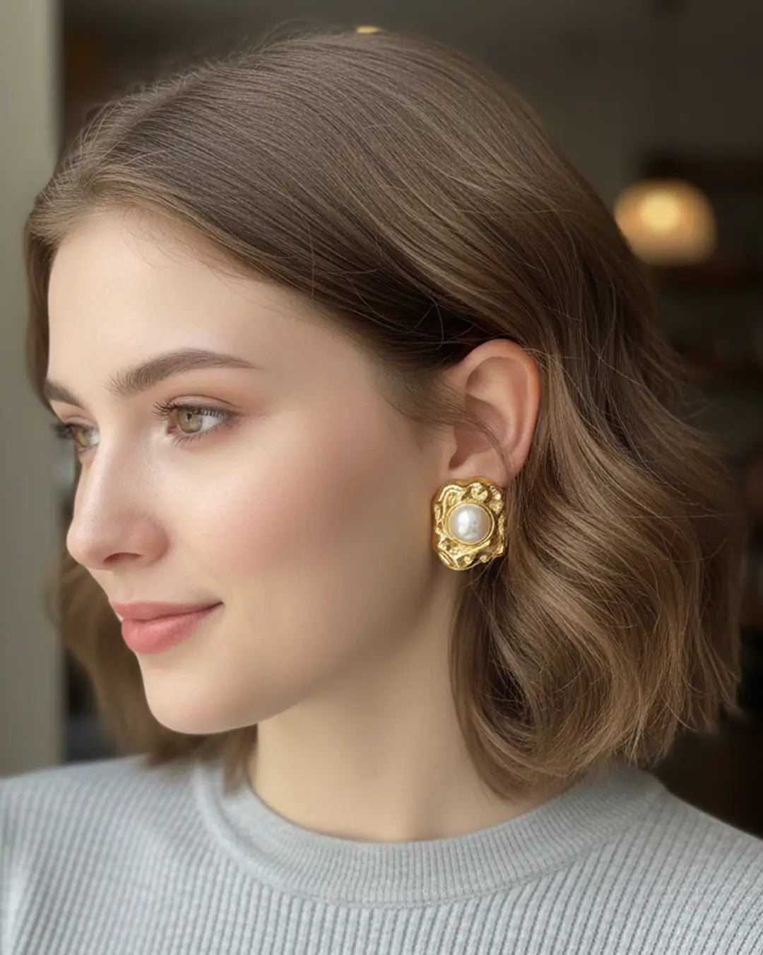 Golden Lava Pearl Earring