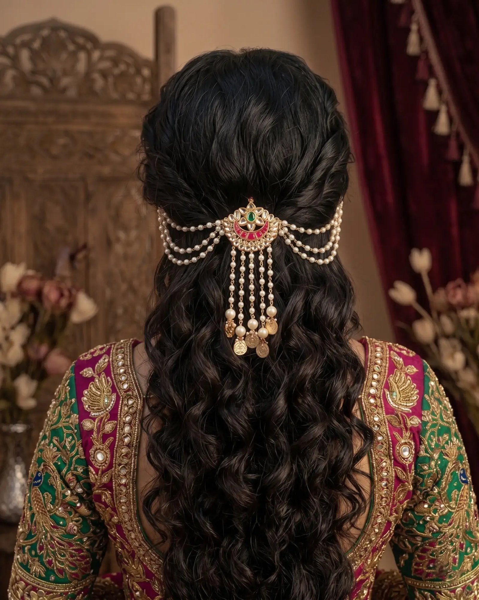 Multicolor Pearl Kundan Hair Clip